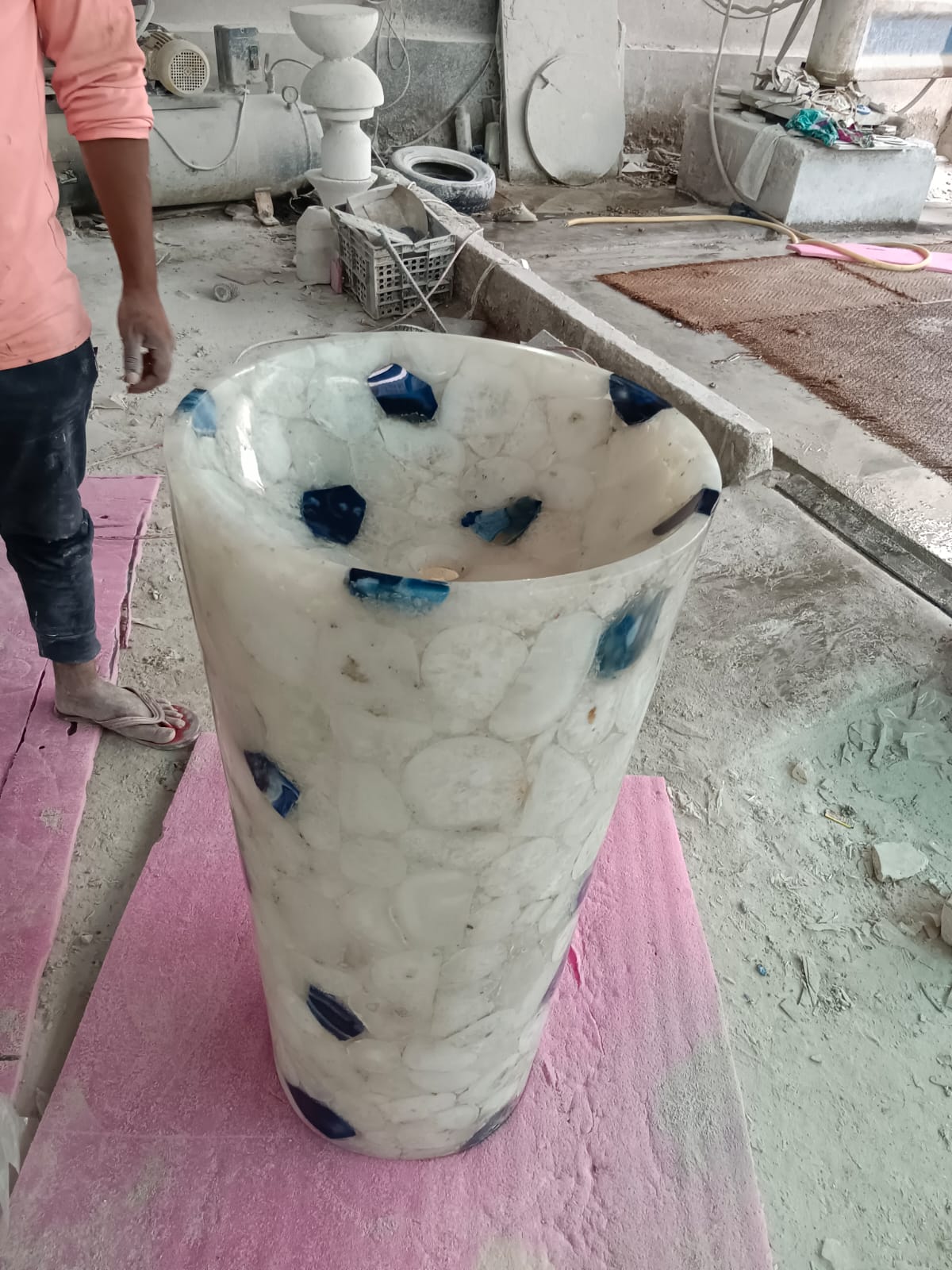 Azure Crystal Pedestal Basin
