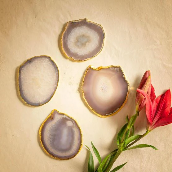 Agate Luxe Coasters – Grey Elegance