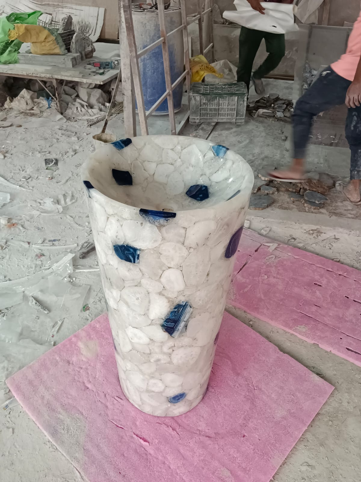 Azure Crystal Pedestal Basin